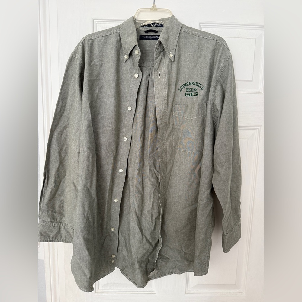 Leinenkeugel Men's Casual Button Down Shirt - Olive Green